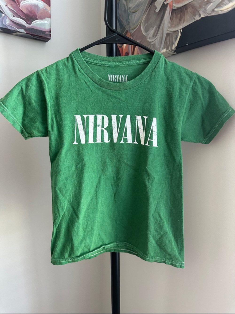 NIRVANA Green Kids T-Shirt with White Logo